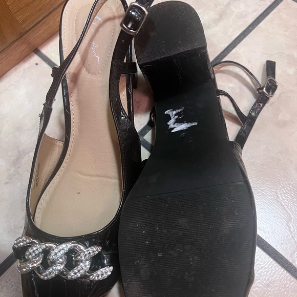 Cato Comfort Black Crocodile Slingback 3 inch Heels 10 M Shoes - Picture 4 of 9